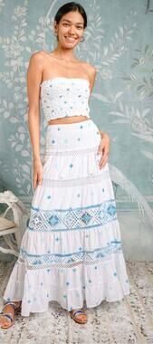 Temptation Positano Savannah Embroidered Two-Piece Maxi Set